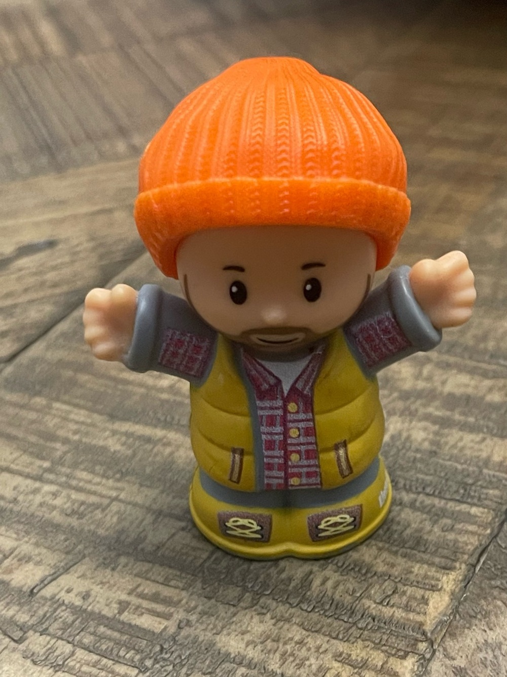 Fisher Price Little People Camping Dad Beard Hat Vest Orange Hat Rare